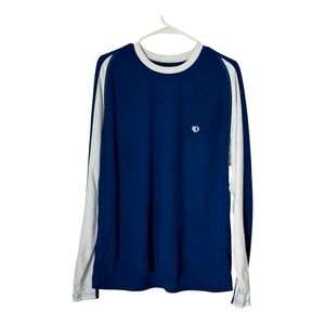 Pearl Izumi Shirt Mens XL Blue  White Long Sleeve Crew Polyester Cycling Fitness